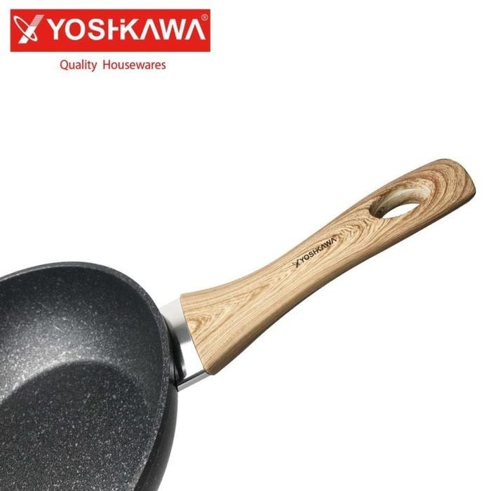 Wok Pan Ceramic Wok Pan Marble Wok Pan Yoshikawa Anti Lengket - Kayu