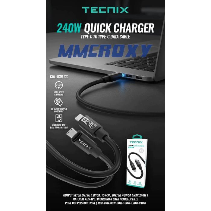 PROMO Kabel PD C to C TECNIX CBL-836 CC 240W Kabel Data Type C to Type C Cable 1.5M READY