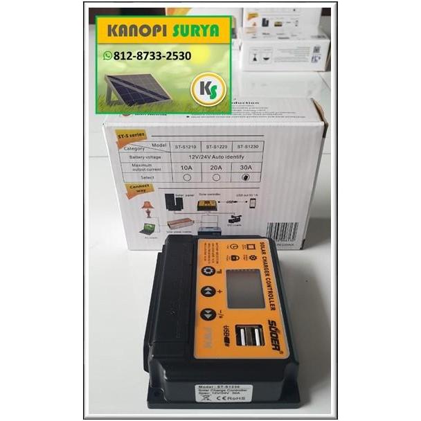 Promo Scc Solar Charge Controller Lithium Lifepo4 12V/24V 20A/30A Premium