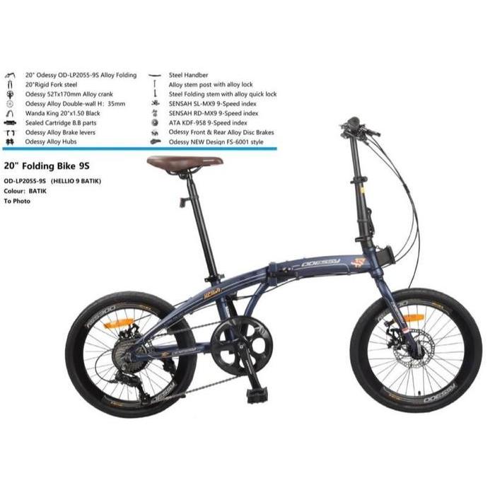 SEPEDA LIPAT FOLDING BIKE ODESSY HELLIO 9 SPEED ALLOY UKURAN 20 INCH