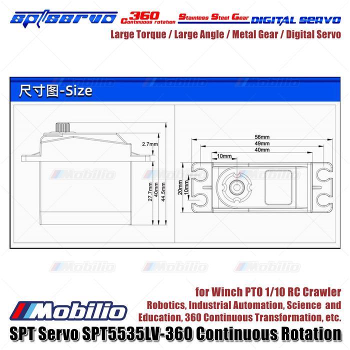 Spt Servo Spt5535Lv-360 Continuous Rotation Metal Gear Digital Servo For Winch Pto 1/10 Rc Crawler