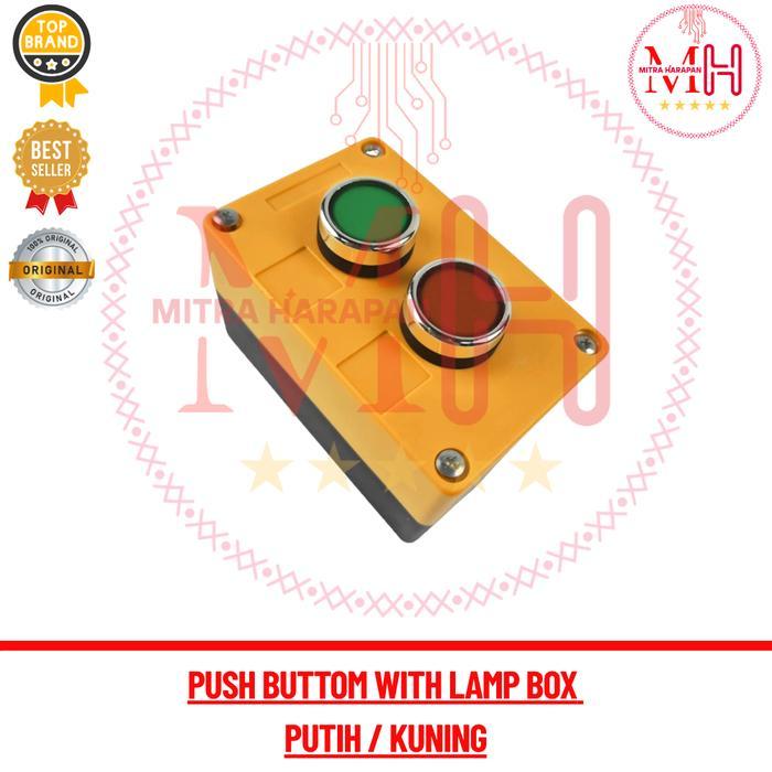 Push Button Lampu + Box Putih / Kuning + Push Button