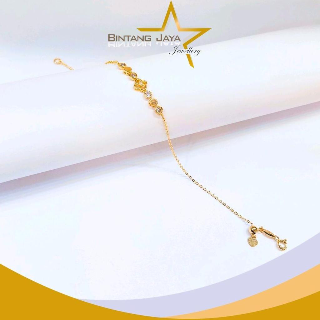 Gelang Emas Rantai Nori Bunga Mata Putih Kait Per Serut - Kadar 8K - Berat 1,65gr - Size 18 Serut - 