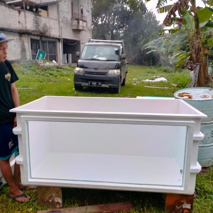 bak aquarium fiber combinasi kaca - Putih