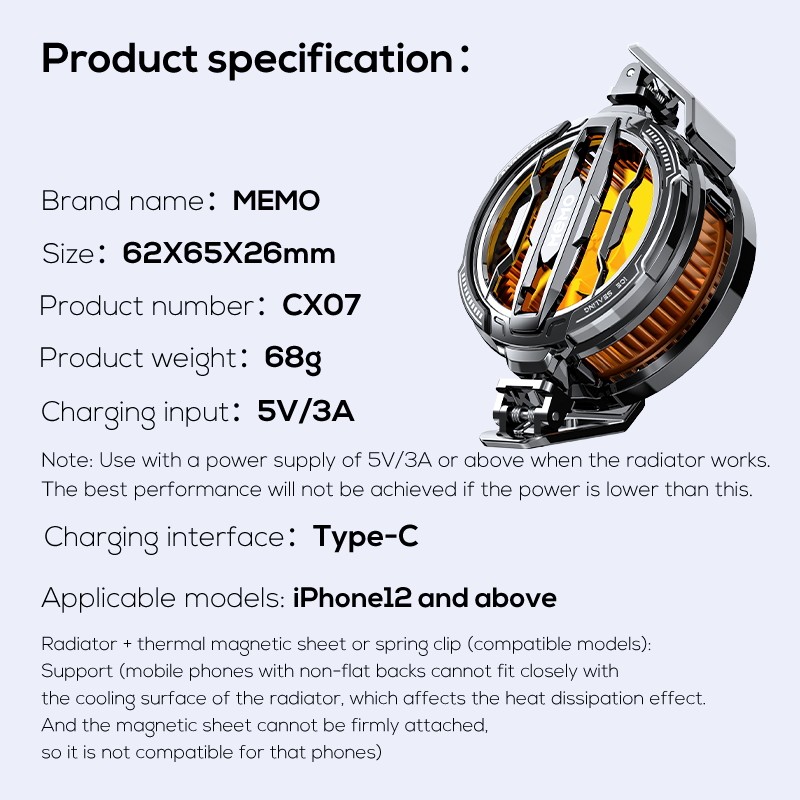 MEMO CX08 Pro CX08 CX07 CX26 Fast Cooling MagneticClip Semiconductor Mobile Phone Refrigerator