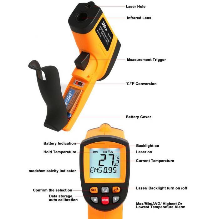Digital Infrared Thermometer Industri - 50 C ~ 950 C Infrared Laser Non Contact Thermometer
