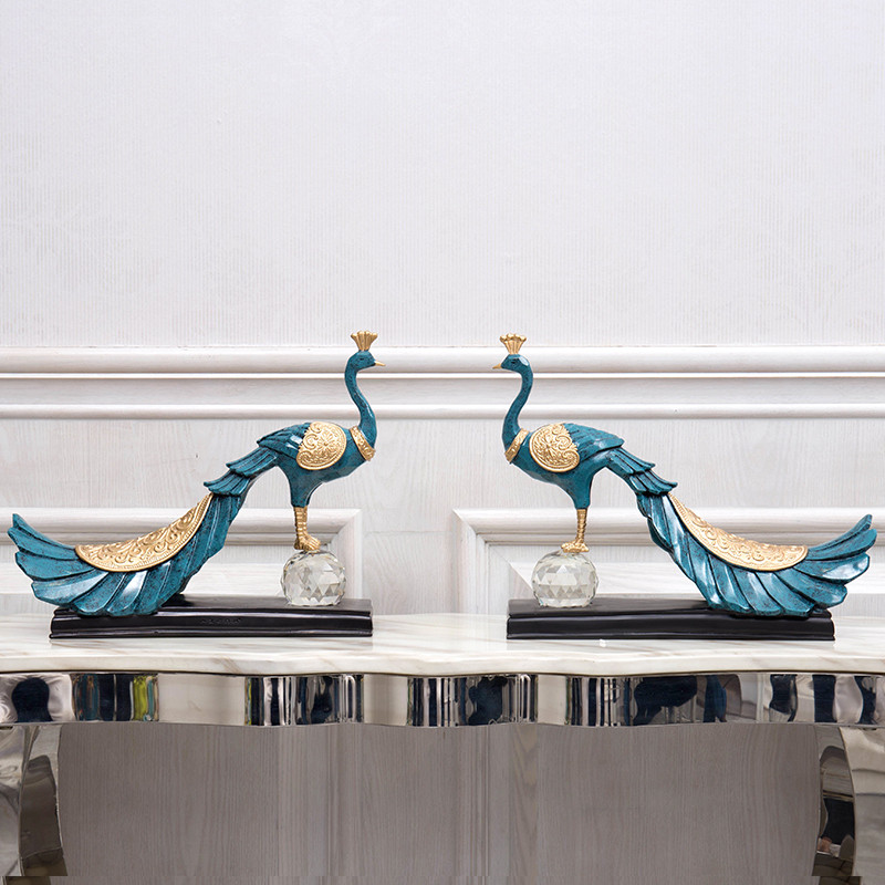 European Resin Peacock Ornaments TV Cabinet Hotel Figurines Decoration Office Accessories Crafts Hom