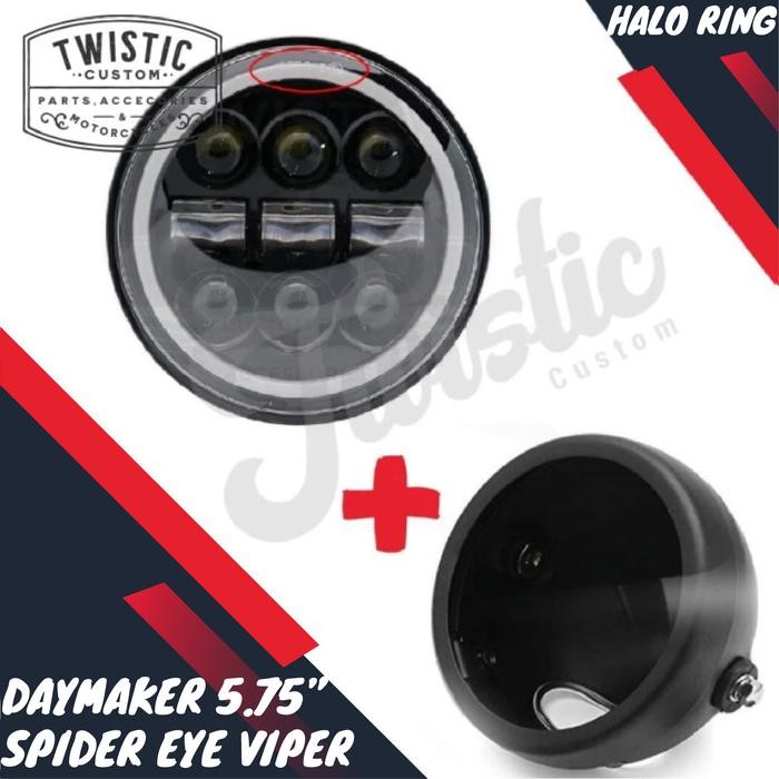 Paket Batok Dan Daymaker Spider 5.75 Inch Viper Halo Lampu Led Motor