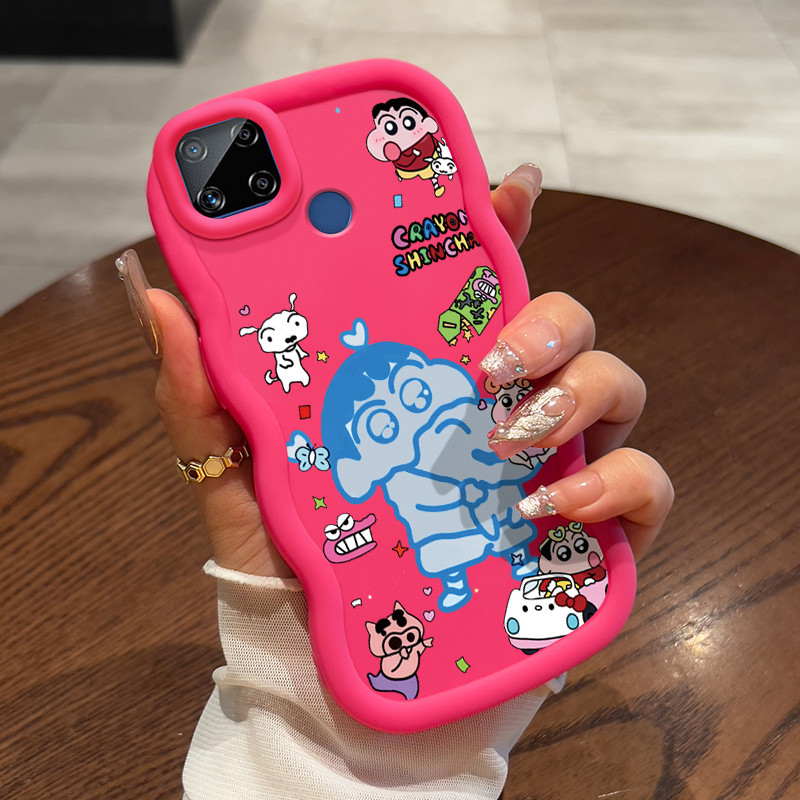 Casing HP Untuk Realme C15 Case Anak laki-laki kartun Wavy Edge Macaron Cesing Silikon Softcase Kasi