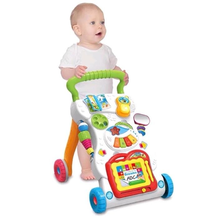 Mainan Anak Dorongan Baby Push Walker Musical Dorongan Anak Untuk belajar berjalan Balita / Anak