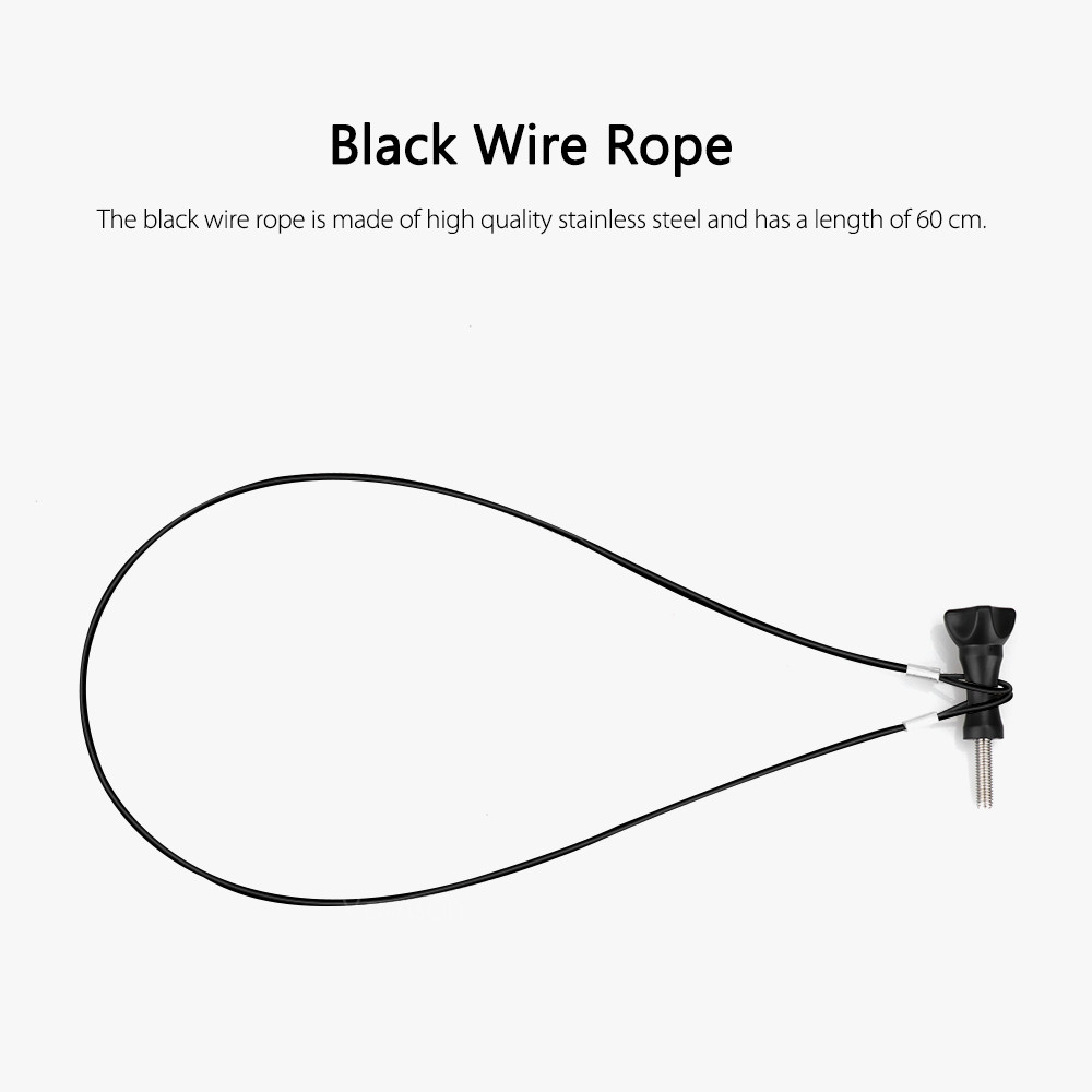 Vamson for Gopro Accessories 5PCS 60cm Stainless Steel Black Lanyard Tether for Gopro 10 9 8 7 insta