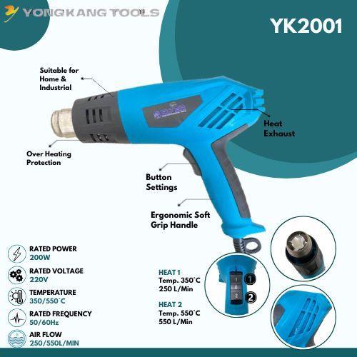 BELTER Mesin Heat Gun Hot Gun Blower Gun Panas Mesin Pemanas Alat Pasang Stiker Hot Air Gun YK2001