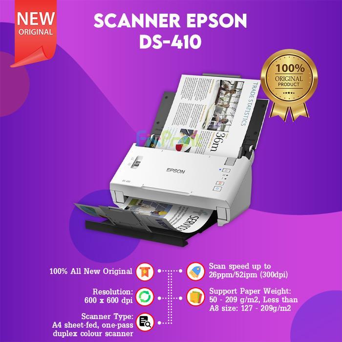 x5kr- Scanner Epson Ds-410 Epson Ds410 Scan Upto A3 Stitch Garansi Resmi