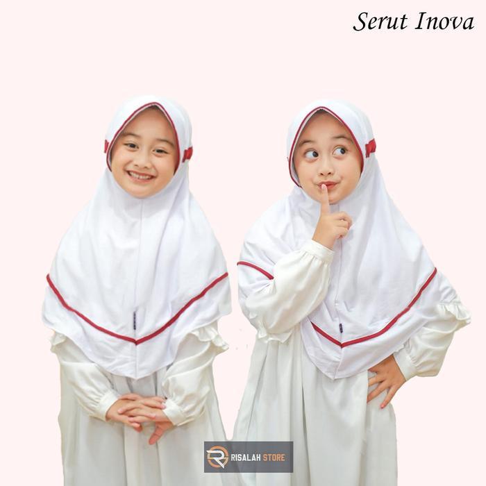 TERLARIS Kerudung Sekolah SD - Hijab Anak Serut Inova Putih 6-10 Tahun Jilbab Anak Muslim Instan