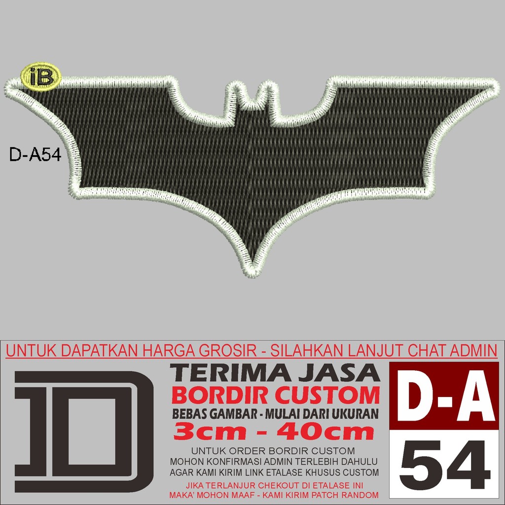 DD BORDIR PATCH LOGO 454 BATMAN DARK KNIGH GLOW EMBROIDERY