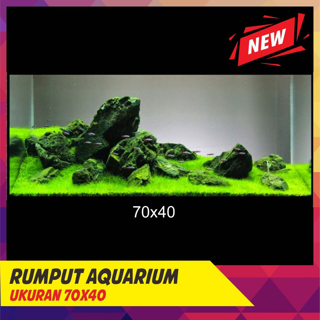 Rumput Sintetis Aquarium 70x40 , Alas Rumput Aquarium , Hiasan Aquarium Karpet Rumput , Rumput Aquar
