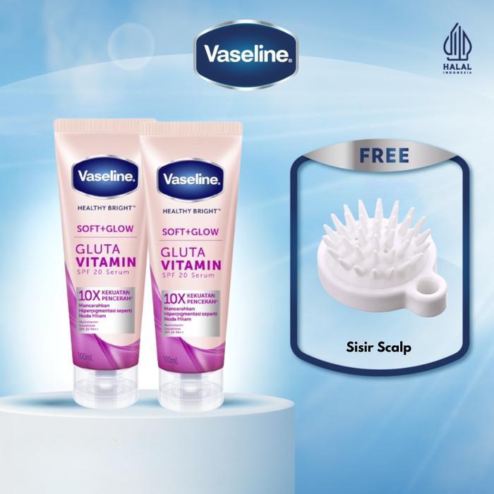 i0cc- [Dikirim Dari Surabaya][Free Sisir Scalp] Vaseline Gluta Vitamin Soft Glow 100Ml