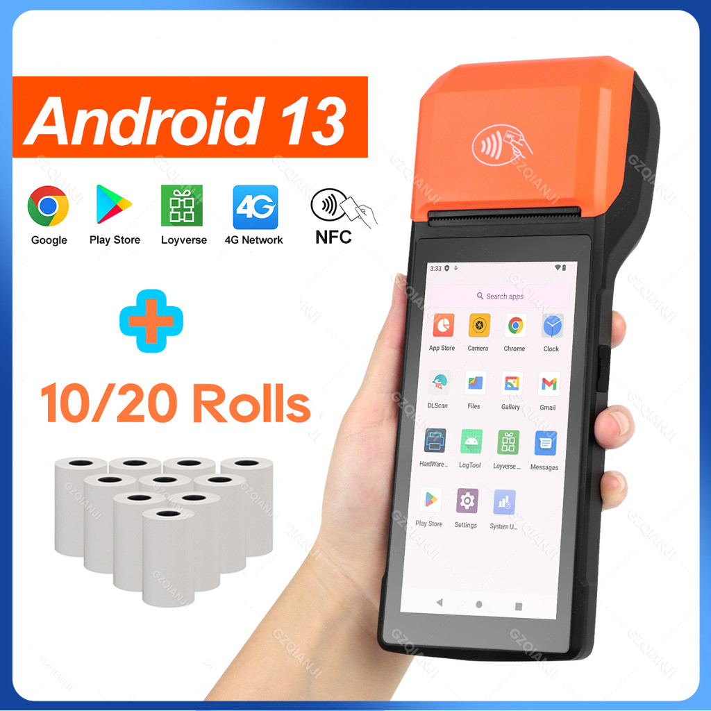 FLASH SALE    Android 13 Handheld Terminal POS PDA with 58mm Receipt Bill Thermal Printer NFC 10/20R