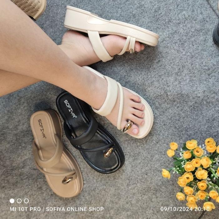 Murah [Bisa Cod] Sofiya Ori 8148 1 Wedges Wanita 5Cm / Sendal Wedge / Sandal Slop / Sandal Jepit