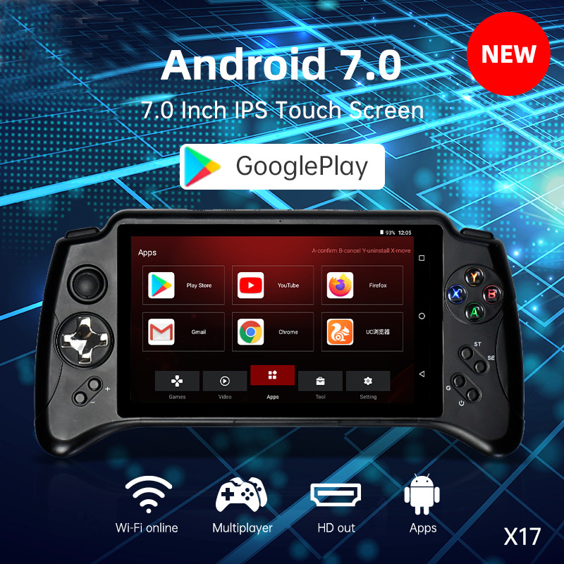 POWKIDDY X17 7 inch IPS Touch Screen Handheld Game Player Android Wifi Wireless Game Console PS1 PSP