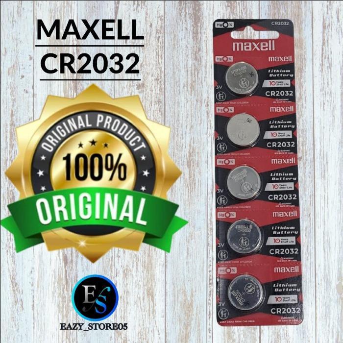 Safetr- Baterai Maxell Cr2032 3V Original Made In Japan Lithium Battery Batre Cmos Cr 2032 H