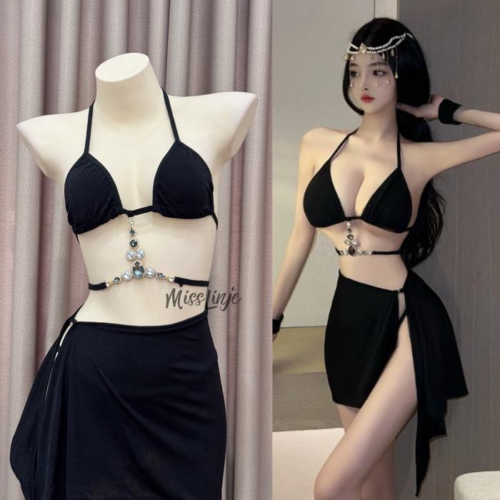 MissLinje Baju Dinas Lingerie Cosplay Bikini Jasmine Etnic Belly Dance Dengan Permata Cantik Elegan 