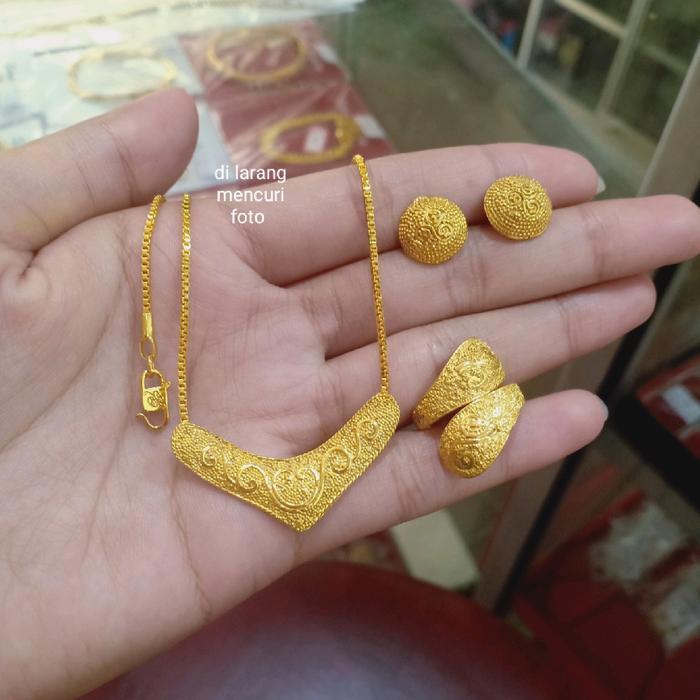 Set minang pasir coret kecil bali kalung xuping perhiasan wanita