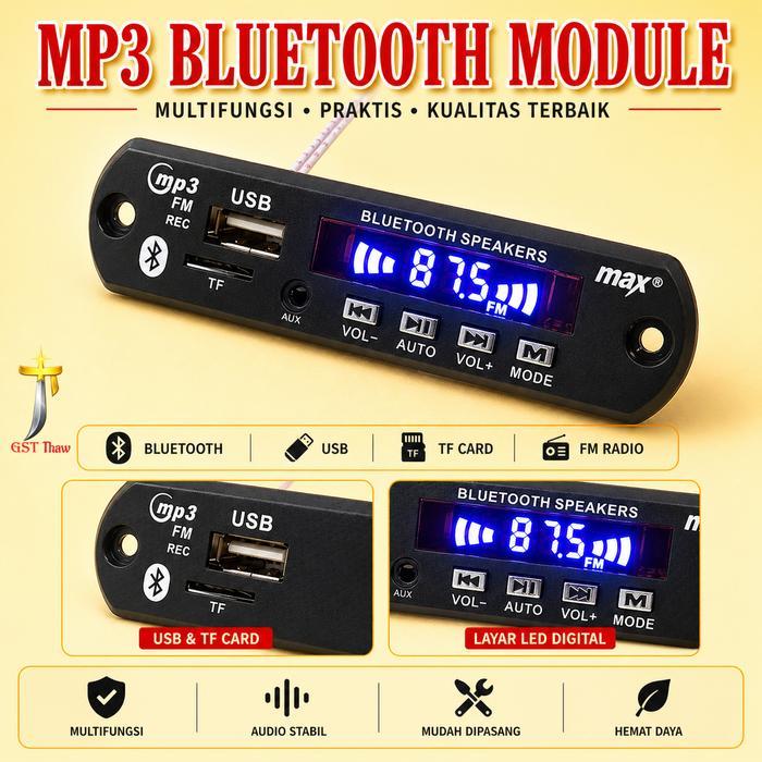 NEW kit mp3 bluetooth max visero 12V aux USB TF FM player modul