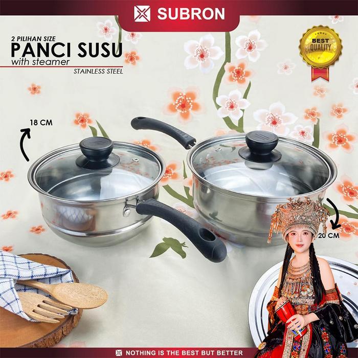 Oxone Home - Panci Susu Milk Pot Steamer Kukus 18Cm 20Cm Stainless Kukusan Mpasi Murah