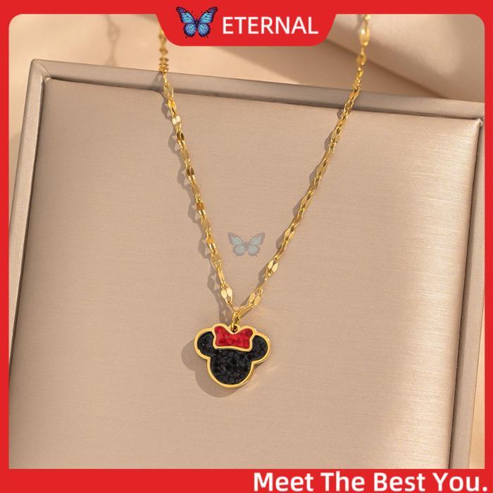 Kalung Titanium Wanita Model Korea Elegan Perhiasan Leher