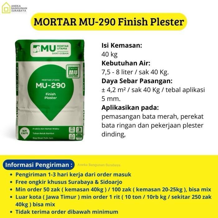 MU290 Finish Plaster Mortar Acian Instant 40kg - Untuk Plester Dinding Bata Ringan - semen