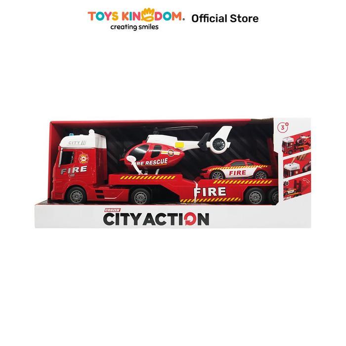 Ada Stok Toys Kingdom Cruzer Set City Action Friction Fire Fighter 1:16 Truk Pemadam Friction