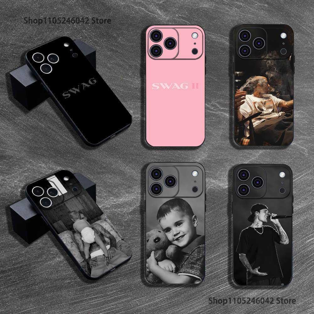 J-Justin B-Bieber Swag II For iPhone 17,16,15,14,13,12,11,Pro,XS,Max,XR,Plus,E,SE4,Mini Black Soft