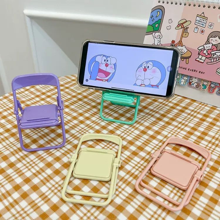 Holder HP Unik Bentuk Phone Holder Kursi Mini Lipat Stand HP Meja Portable Universal Warna Lucu