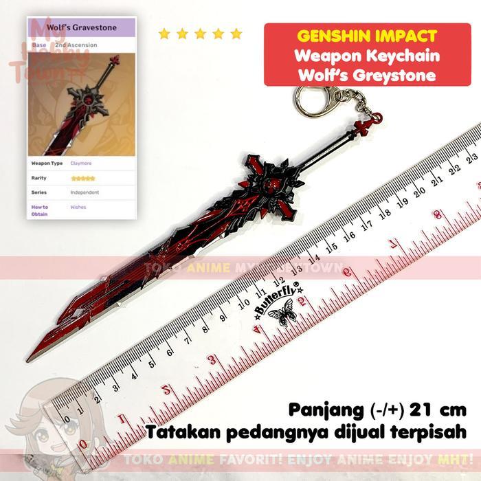 Luluna Gantungan Kunci Senjata Genshin Impact Wolf Gravestone Pedang Diluc