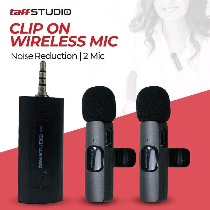 Mic Mikrofon Jepit Wireless Clip On Microphone HP Speaker Noise Reduction 3.5mm dapat 2 Mic