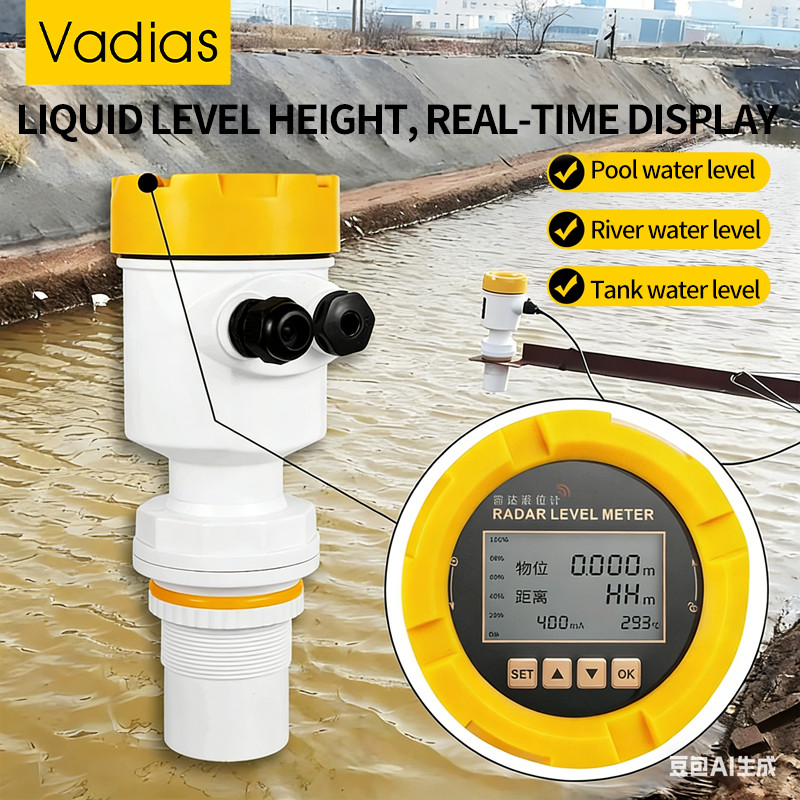 Radar Level Meter 4-20mA LCD Radar Level Gauge RS485 0-20m Water Level Sensor DC 24V Radar Level
