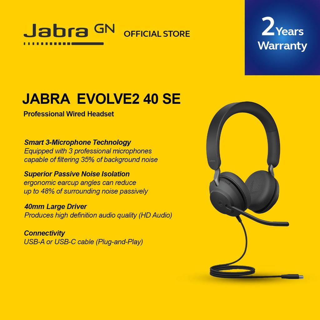 Jabra Evolve2 40 SE Headset Office Stereo Hitam