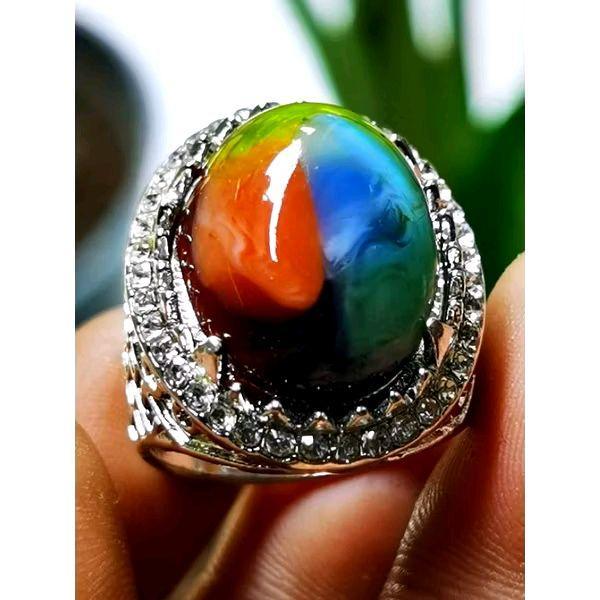 Batu akik natural pancawarna crystal