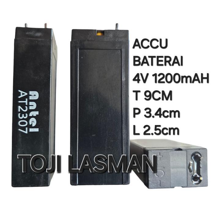 GLOSIR ( BATU 4V 1200mah ) BATERAI BATTERY ACCU AKI LAMPU EMERGENSI EMERGENCY SENTER BATERAI