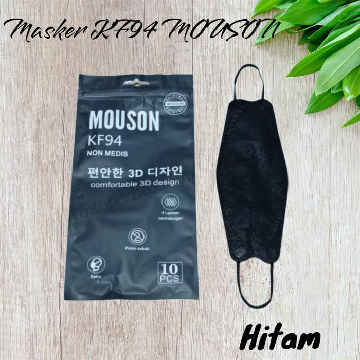 Original Masker KF94 Mouson Hitam isi 10pcs (Kemasan Plastik)