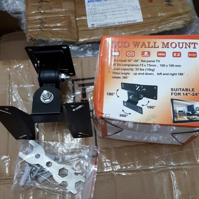 Breaket Tv Ukuran 14"-24" Led, Lcd, Flat Panel Tv Wall Mount #Gratisongkir