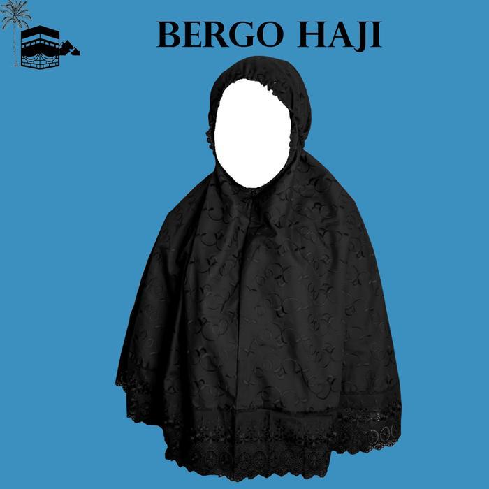 Kerudung Bergo Wanita Perlengkapan Haji Umroh Renda Bordir Bunga Katu Exclusive Kerudung Instan - Hi