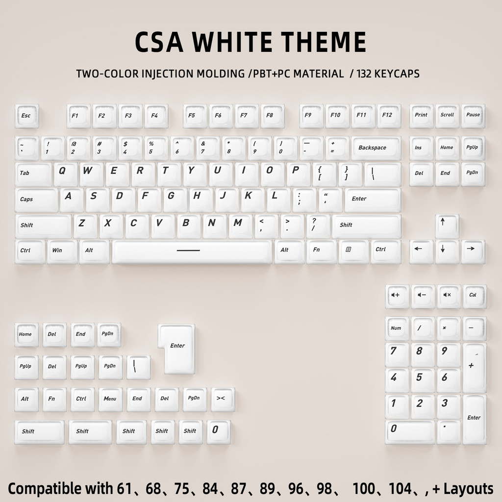 132 Keys Crystal Jelly Mechanical Keyboard Keycaps ISO Enter PBT Double CSA Profile Keycap For Mx