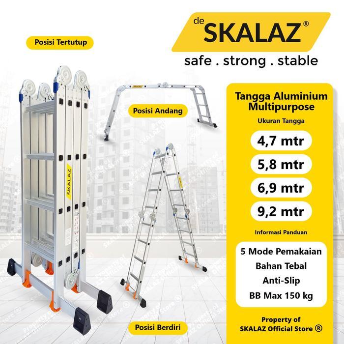 Tangga Aluminium Multipurpose 5,8 Mtr Merk Skalaz