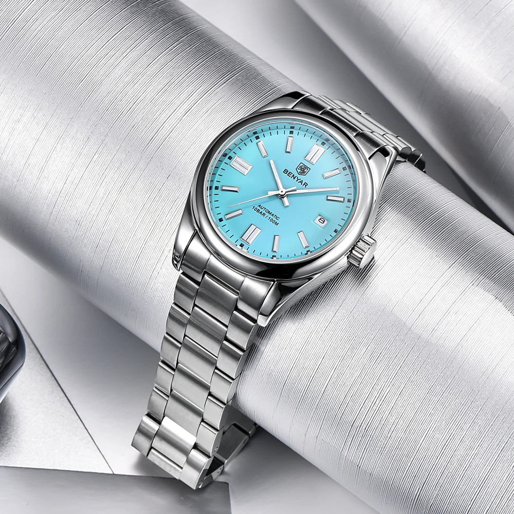 New BENYAR Luxury Automatic tch 10ATM terproof Stainless Steel Men Mechanical Wristtches Sports