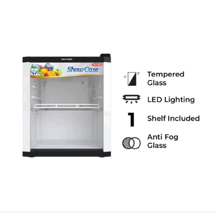 New Kulkas Showcase/Display Cooler Mini POLYTRON LowWatt With Anti Fog Glass  50Liter *MEDAN
