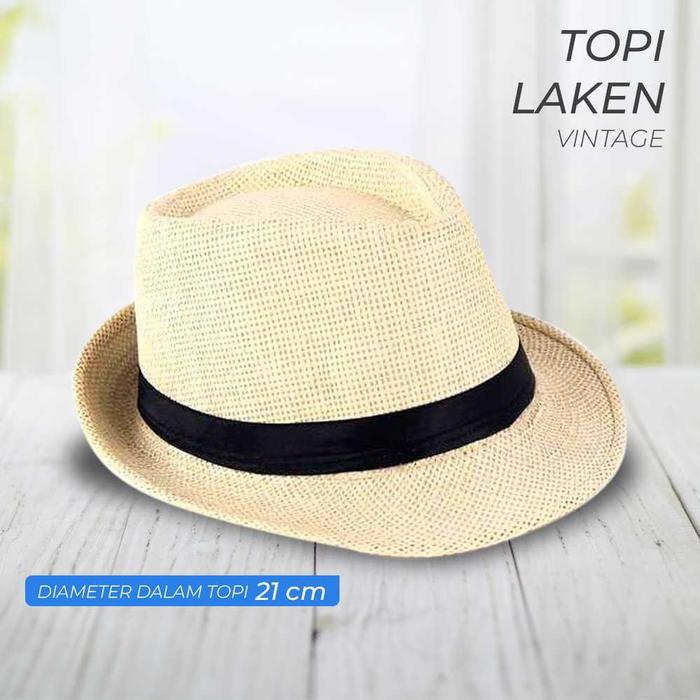 COD Topi Laken Jazz Fedora Hat Gaya Klasik Vintage Lebar Besar Untuk Pria Wanita Dewasa Casual