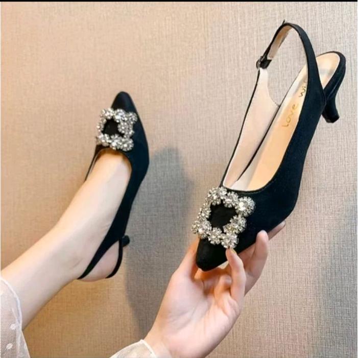 Heels Sepatu Heels Wanita 5Cm Warna Hitam