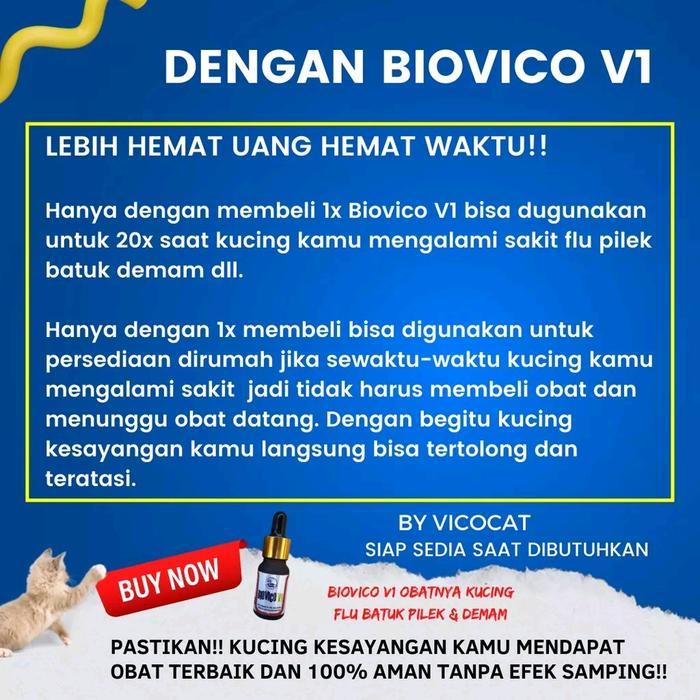 Obat Kucing Antibiotik Pernafasan Kucing Flu Biovico V1 Obat Pilek Batuk Demam Sariawan Bau Mulut